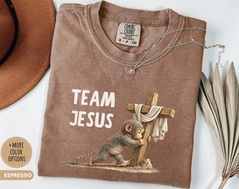 T-shirt Team Jesus Comfort Colors® T-shirt croix singe chrétien T-shirt verset biblique Cadeau chrétien T-shirt graphique Cadeau religieux T-shirt Jesus Lover