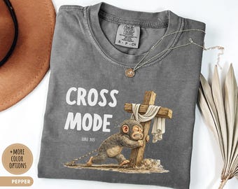 T-shirt chrétien mode croix T-shirt graphique foi drôle T-shirt croix singe T-shirt verset biblique T-shirt graphique Chemise Jesus Lover Luc 9:23 Comfort Colors®