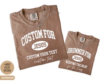 Chemise chrétienne personnalisée unisexe batteur pour Jésus t-shirt personnalisé culte équipe chemise musique ministère cadeau église musicien sweat tendance