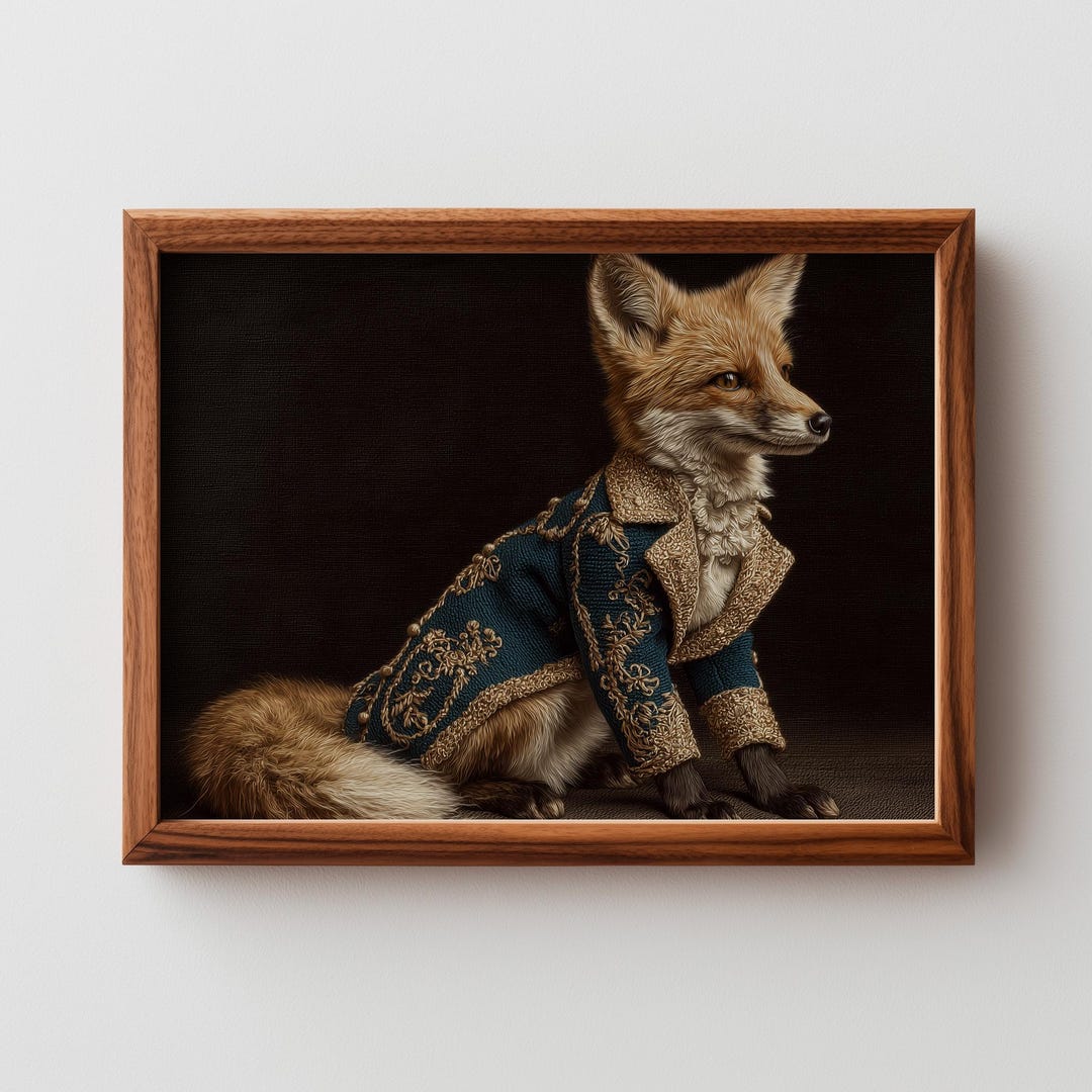 Renaissance Fox Portrait Printable - Regal Anthropomorphic Art, Vintage ...