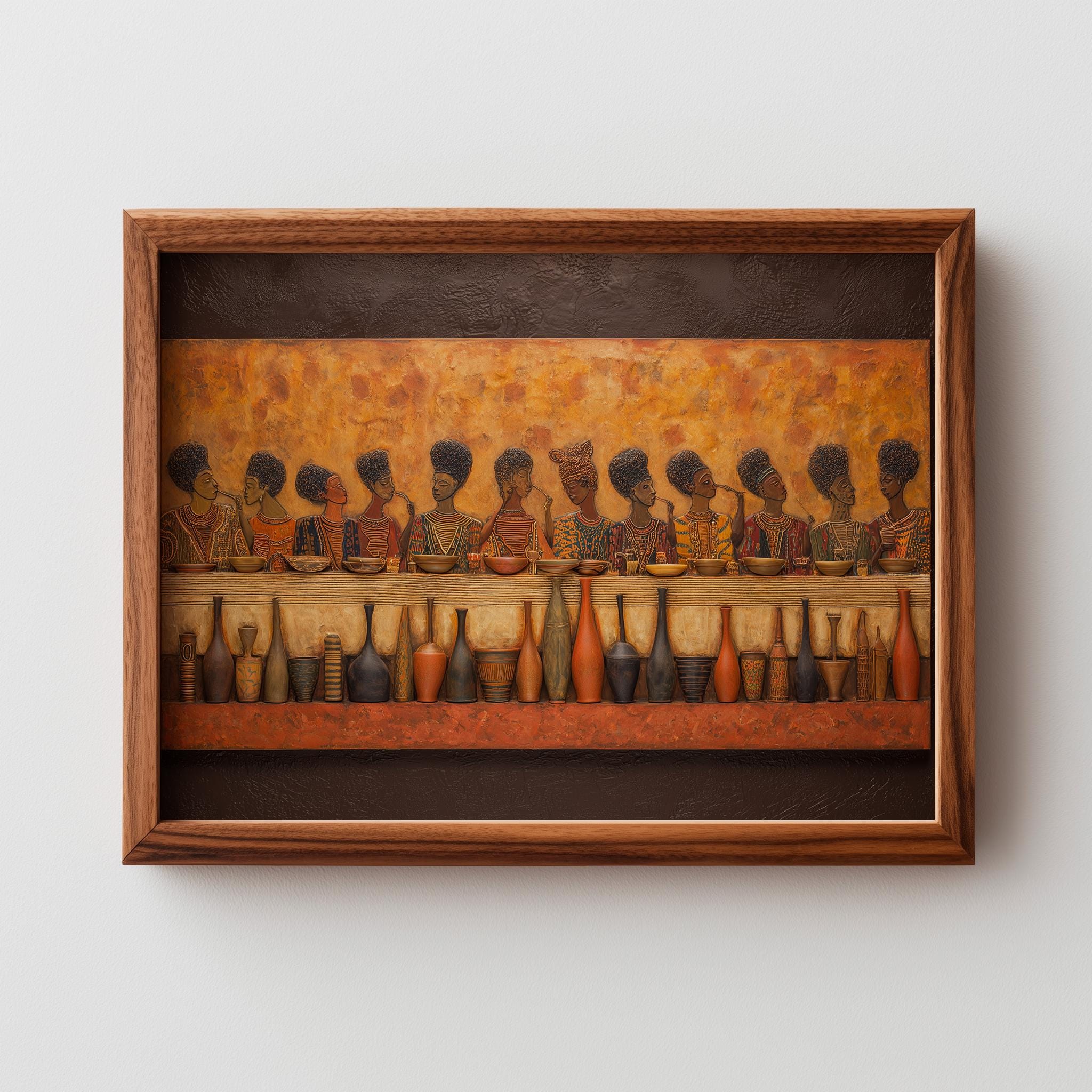 Rustic Last Supper Rustic Afrocentric Last Supper Style Art - Communal Dinner Celebration ...