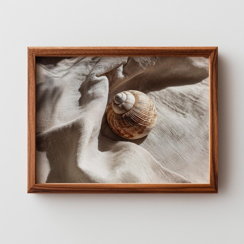 Rustic Seashell on Linen Printable Art - Coastal Minimalist Decor ...