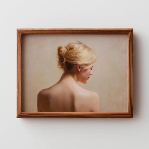 Muted Classical Female Portrait - Serene Figure Study, Elegance in Soft Light, Printable Vintage-Inspired Fine Art, Digital Wall Art Print