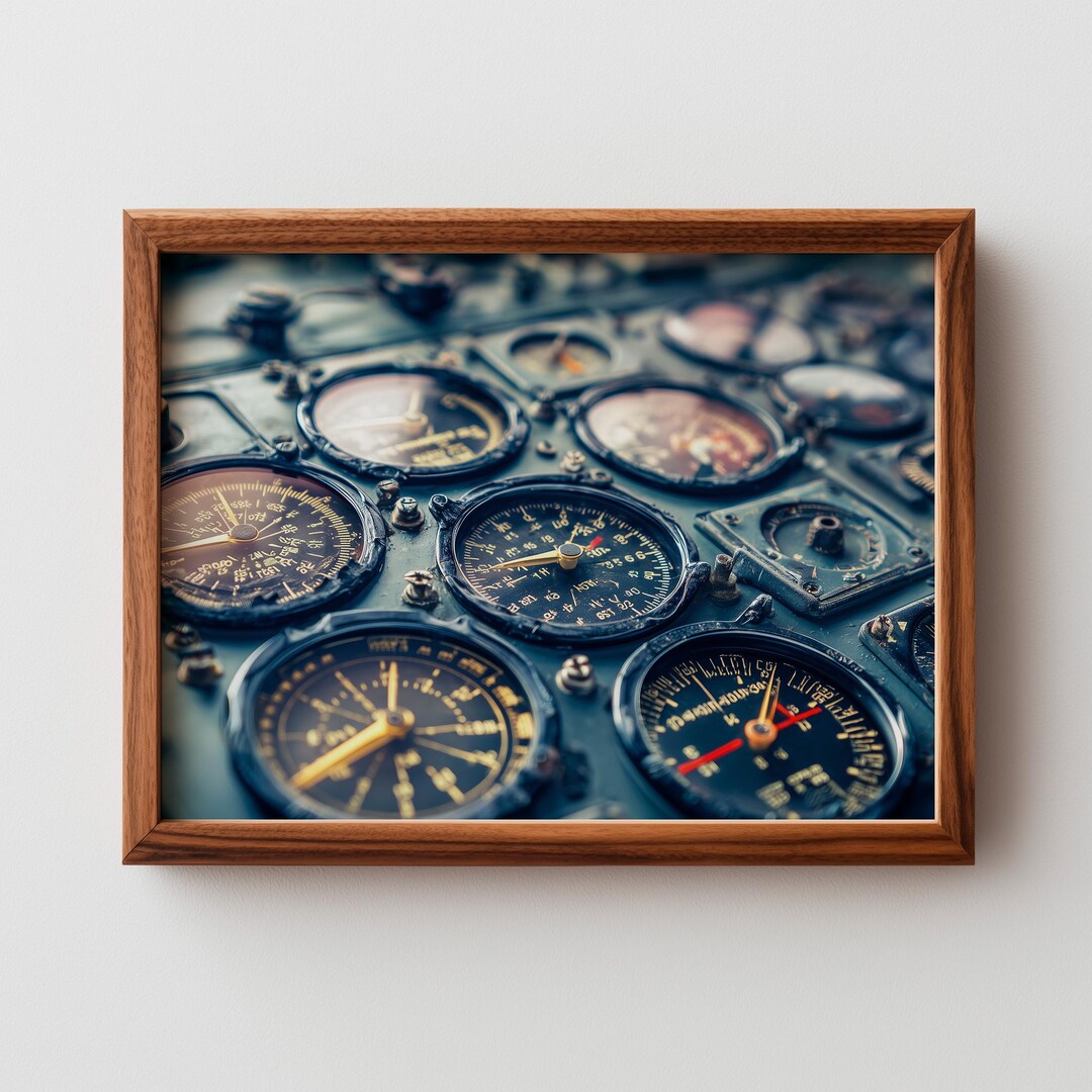 Vintage Aviation Instrument Close-up - Retro Aircraft Cockpit Dials ...