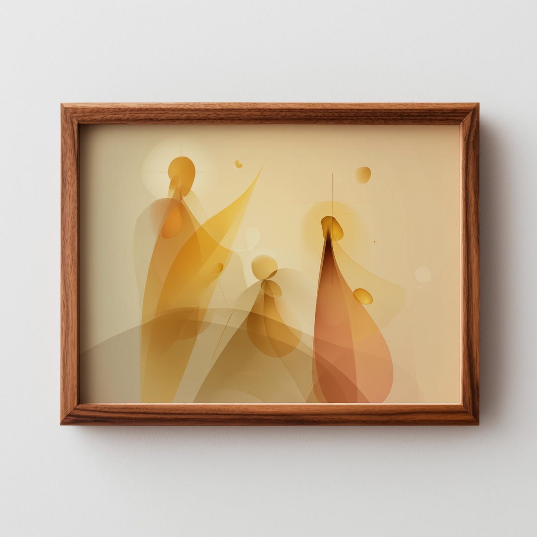 Minimalist Nativity Scene Printable - Serene Digital Art, Warm Glowing ...
