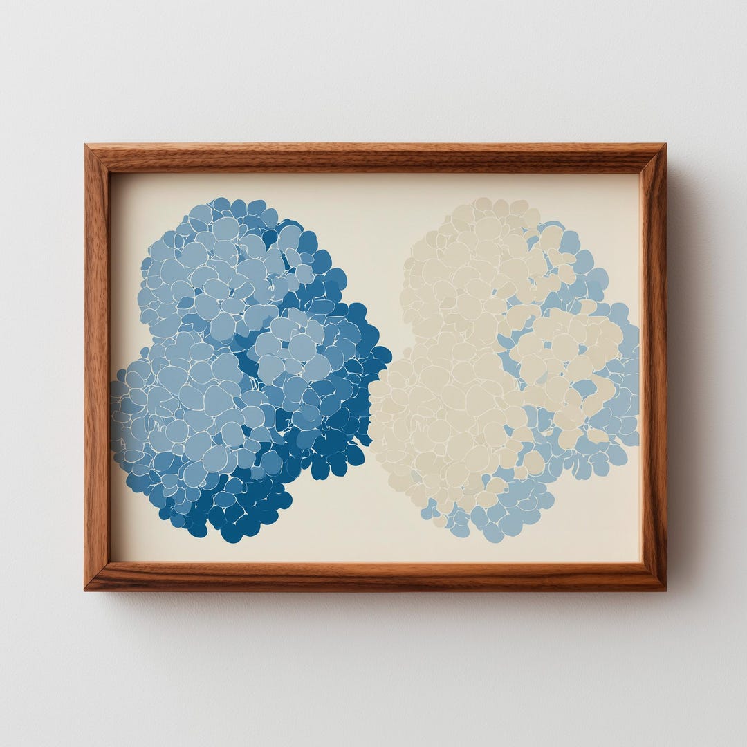 Modern Hydrangea Botanical Art - Minimalist Floral Wall Decor ...