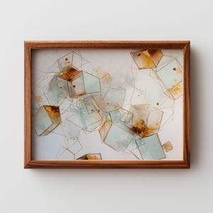 Abstract Geometric Wall Art, Printable Neutral Decor, Contemporary Cubes & Prisms, Minimalist Fine Art, Airy Digital Download Scene