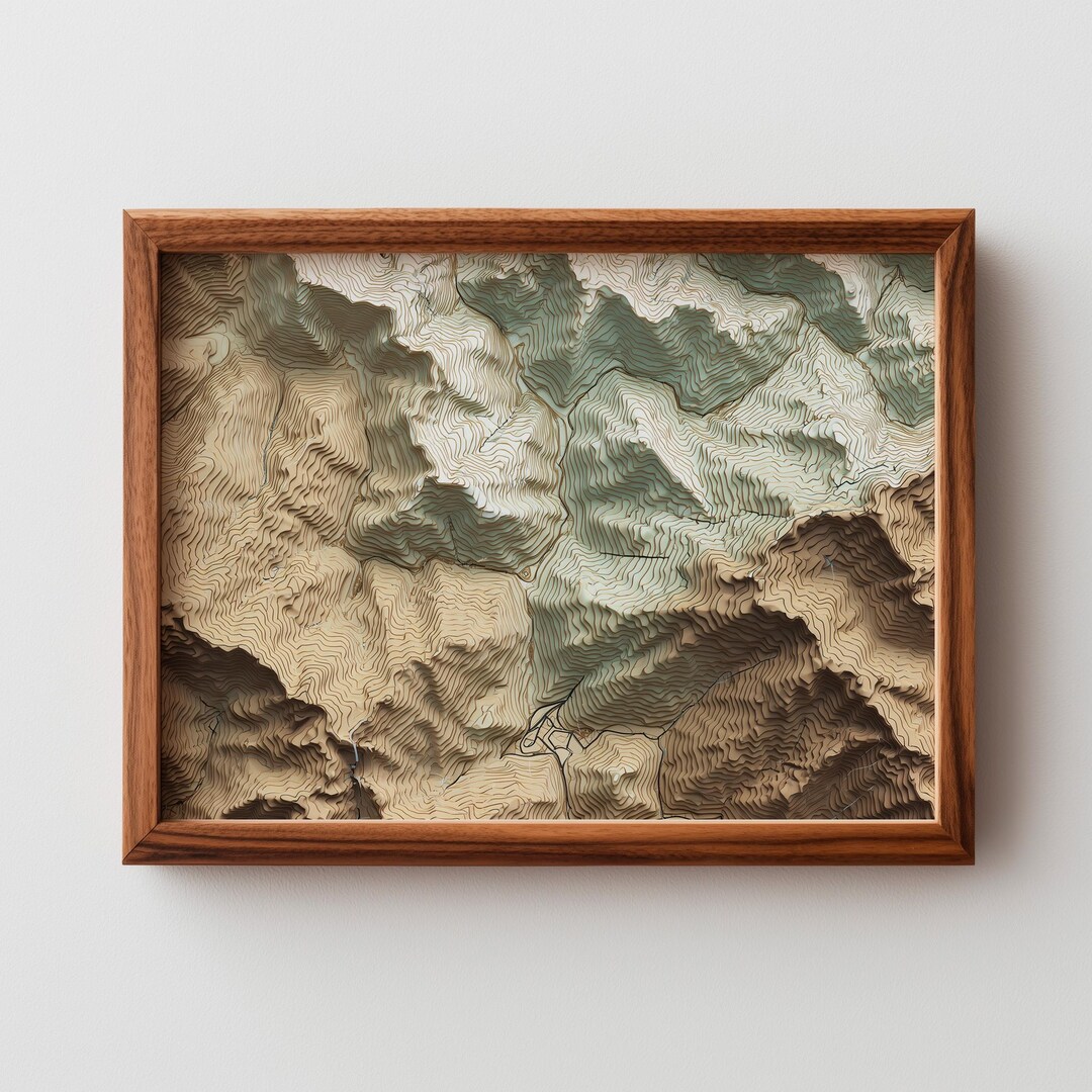 Printable Blue Ridge Mountains Topographic Map - Rustic Landscape Art ...