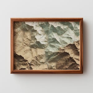 Mapa topográfico imprimible de las montañas Blue Ridge - Arte paisajístico rústico, decoración vintage con tonos tierra, ilustración de contorno neutro, descarga digital