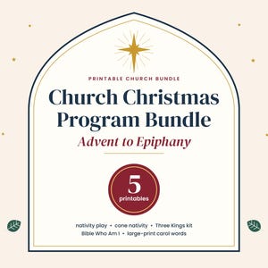 Church Christmas Program Bundle, 5 Printables, Advent to Epiphany: Nativity Play Script, Cone Nativity Craft, Three Kings Kit, Carols