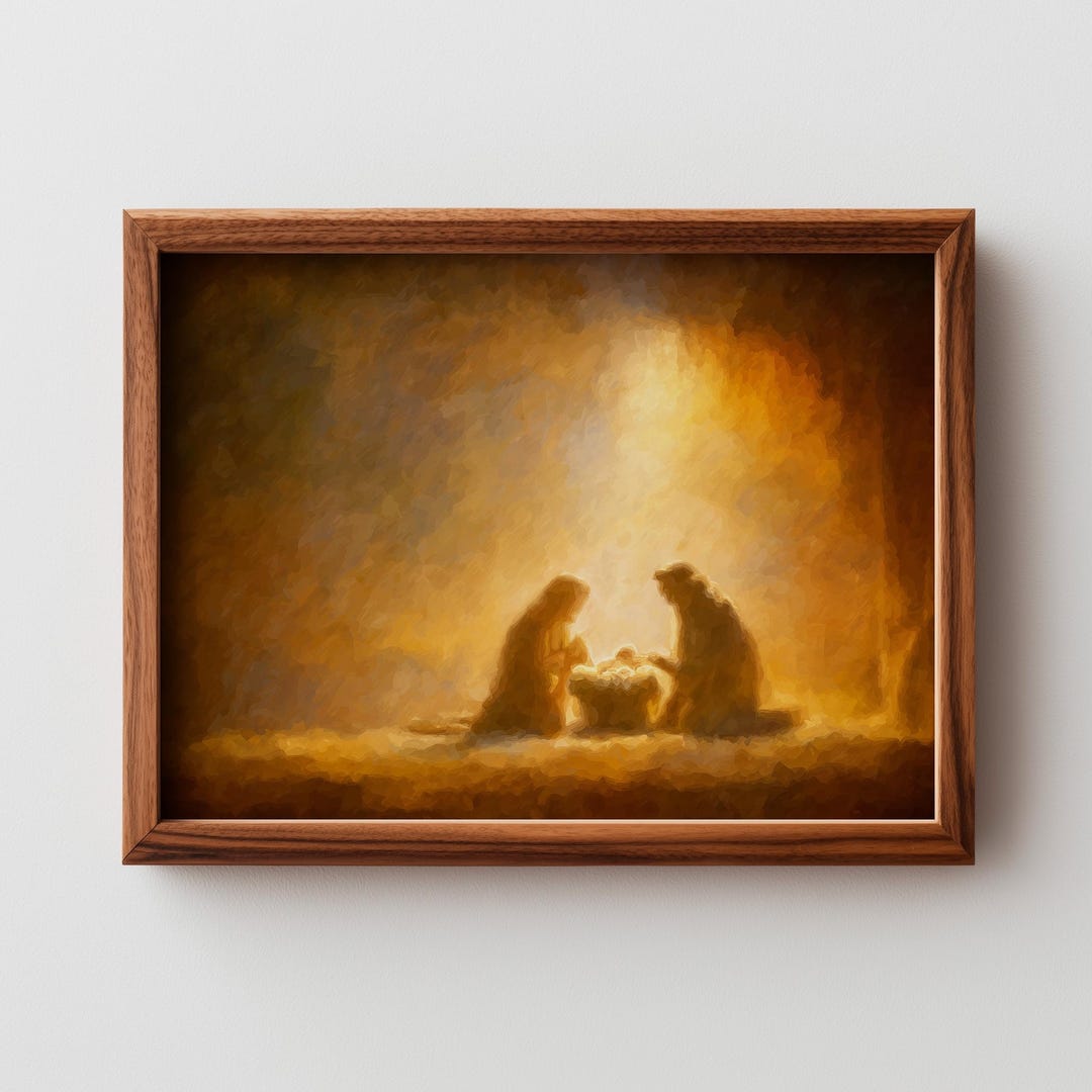 Printable Nativity Scene Wall Art - Classic Christmas Painting, Mary ...
