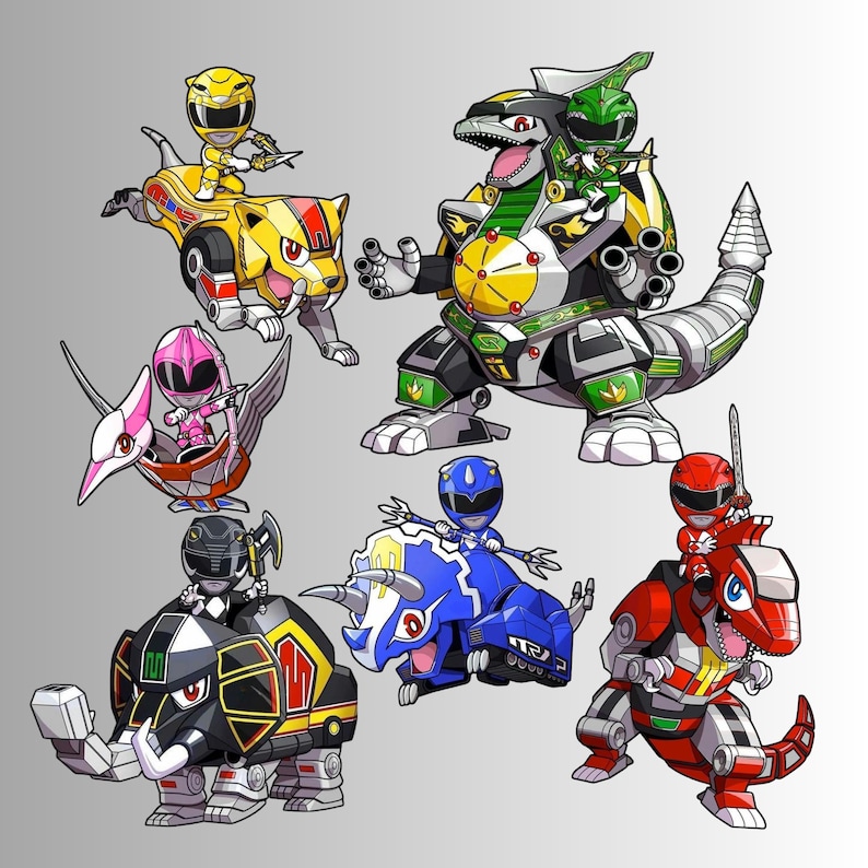 20 Power Rangers Chibi PNG Bundle, Megazords Clip Art (digital Download ...