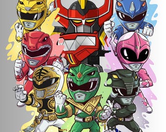パワーレンジャーのちびキャラPNG画像20点セット、メガゾードのクリップアート（デジタルダウンロード）