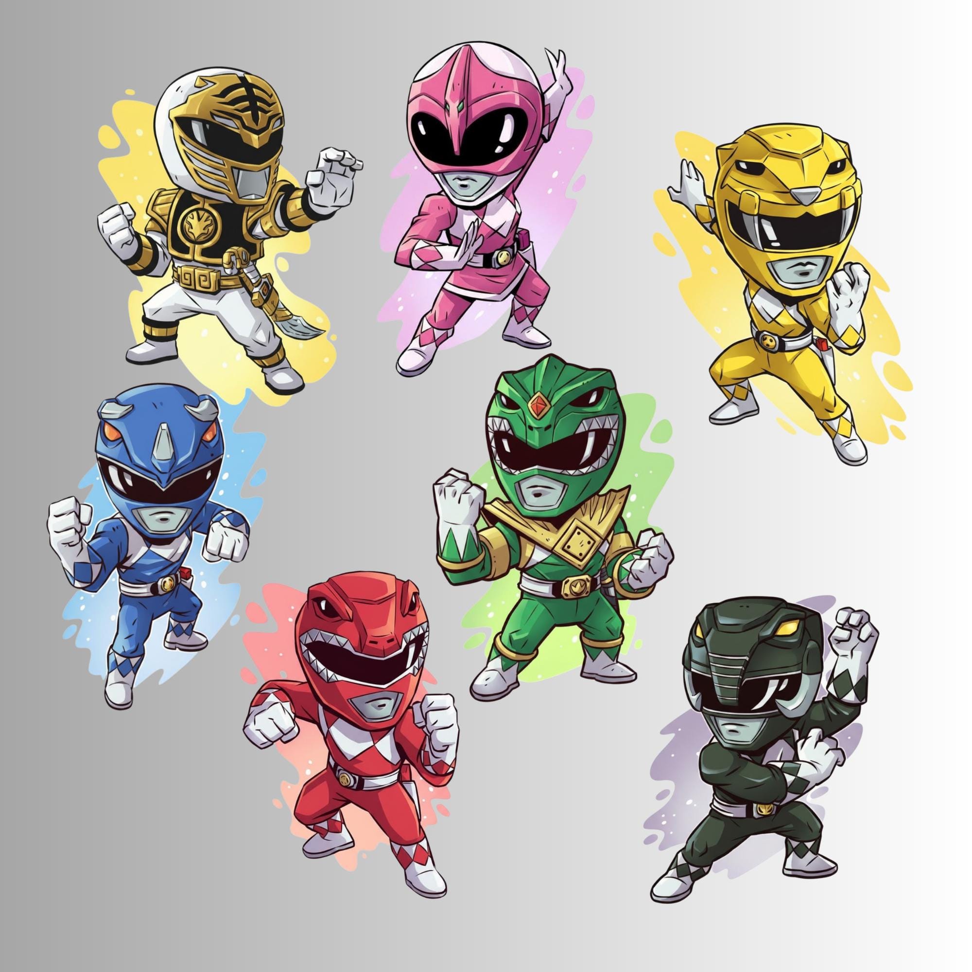 20 Power Rangers Chibi PNG Bundle, Megazords Clip Art (digital Download ...