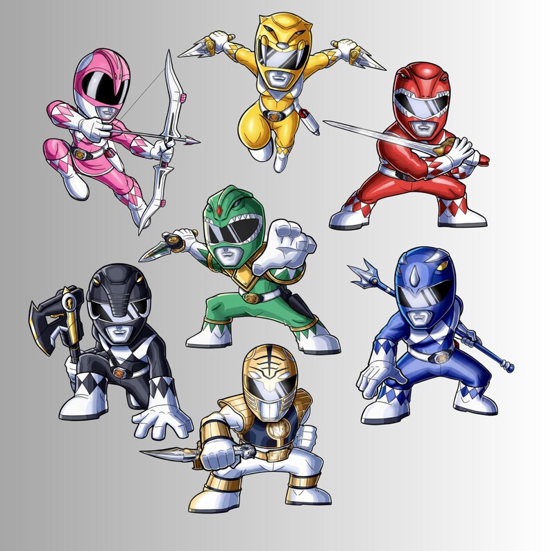 20 Power Rangers Chibi PNG Bundle, Megazords Clip Art (digital Download ...