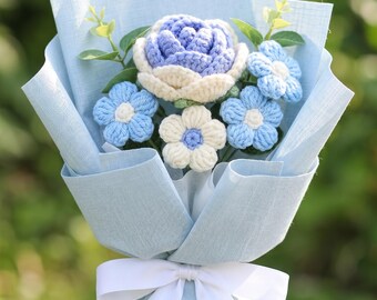 Crochet Flower Posy, Forever Flowers Never Wilt, Handmade Rose Daisy Gift for Her Mom, Birthday Mothers Day Home Decor, Made to Order