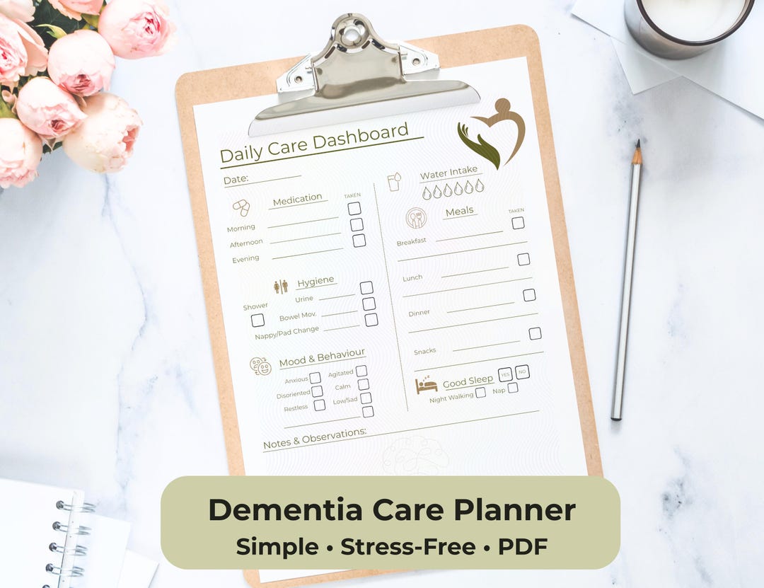 Dementia Care Planner Printable PDF | Caregiver Daily Tracker ...