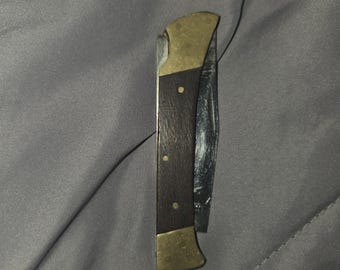 Navaja de caza plegable vintage de acero inoxidable - Buck Like - Fabricada en Pakistán