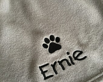 Personalised Dog Blanket with Single Embroidered Paw Print