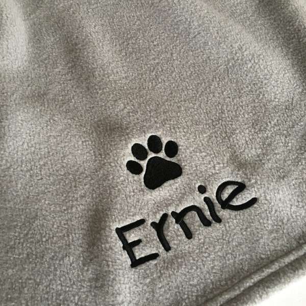 Personalised Dog Blanket with Single Embroidered Paw Print