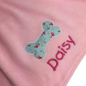 Personalised Dog Blanket with Floral Dog Bone