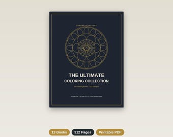 Paquete de libros para colorear, 13 títulos, 312 páginas imprimibles, PDF + PNG instantáneos