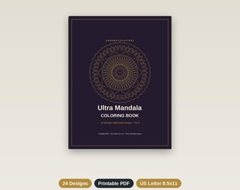 Libro para colorear de mandalas intrincados, vol. 3, 24 páginas imprimibles, PDF + PNG