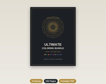 Paquete de libros para colorear, 10 títulos, 240 páginas imprimibles, PDF + PNG instantáneos