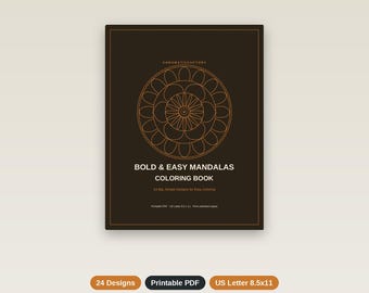 Libro para colorear de mandalas sencillos y llamativos, 24 páginas con letra grande, PDF + PNG