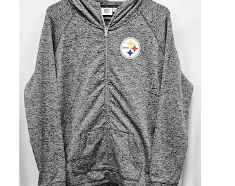 NFL Pittsburgh Steelers G-III Full Zip Hoodie Gray Space Dye Mens XXL Thumbholes
