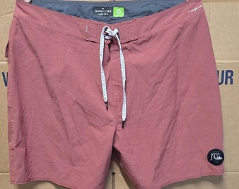 Quiksilver Highline Board Shorts Mens 36 Pink Mauve 4-Way Stretch Surf Trunks
