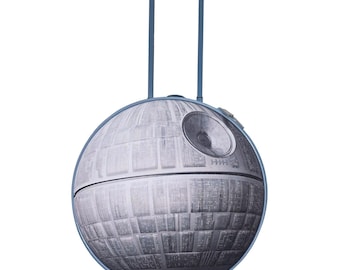 Disney Store Star Wars Death Star Rolling Luggage Suitcase Blue Faux Leather
