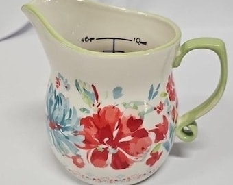 The Pioneer Woman Breezy Blossom 4 Cup Ceramic Measuring Pitcher 1 Quart Floral