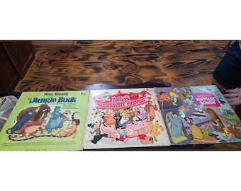 Lot of 3 Vintage Walt Disney Records Jungle Book Merriest Happiest Song Vinyl LP