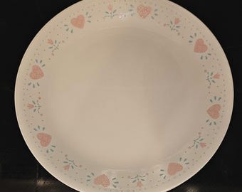 Corelle Rosemarie Dinner Plates Set of 6 Pink Hearts Floral Vintage Corning 8.5"