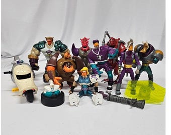 Vintage Disney Mighty Ducks Action Figure Lot 1996 Duckcycle Lord Dragaunus Grin