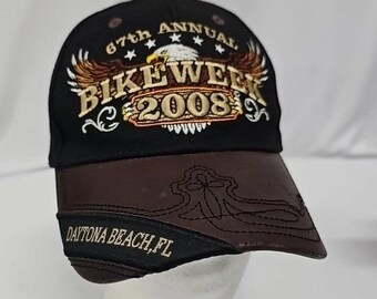 Daytona Beach Bike Week 2008 Hat 67th Eagle Biker Cap Black Brown Adjustable