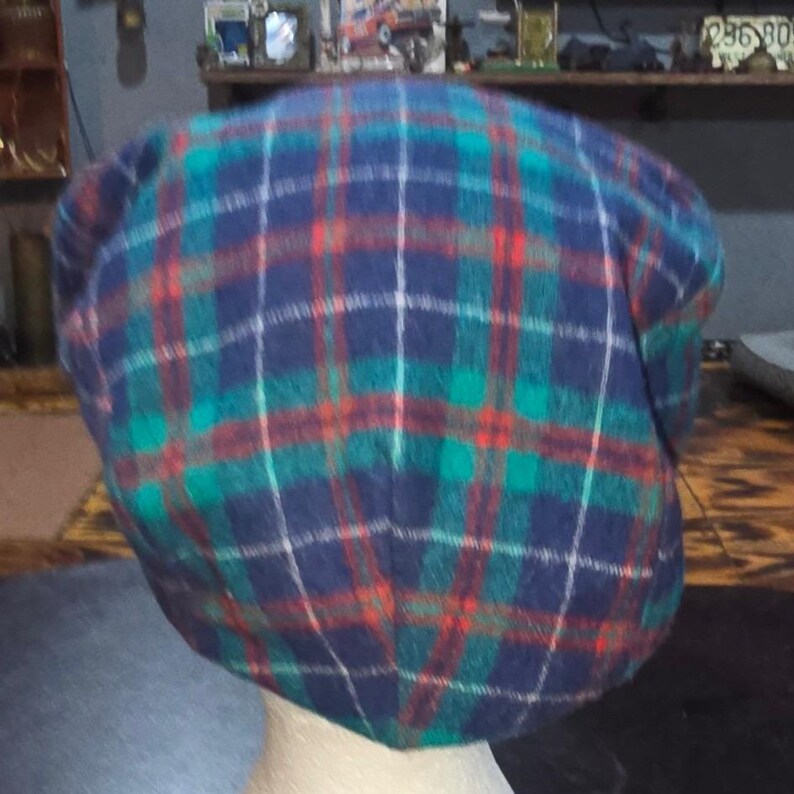 Gorra plana de lana Pendleton a cuadros, estilo Newsboy Ivy, azul, verde y rojo, talla mediana, fabricada en EE. UU. imagen 4