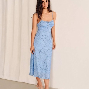 opt toile de jouy midi dress Toile de Jouy Cotton Prairie Dress, Puffy Sleeves, Made to Order