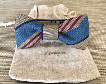 Men's bowtie striped rusky linen, Christmas gift for stylish men, a perfect gift for him ready to ship