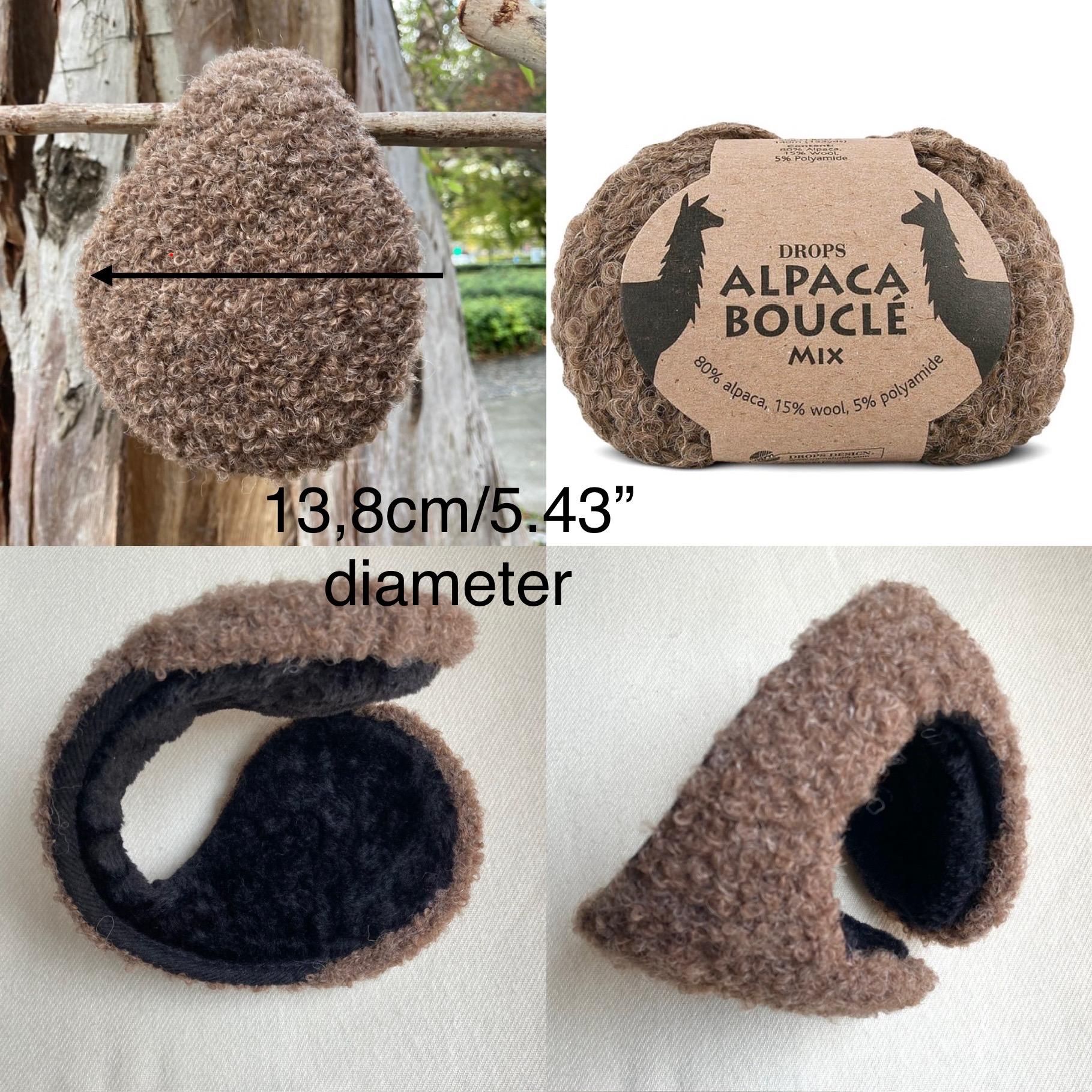 Alpaca Fur Earmuffs Onesize Brown Harringbone Adjustable NWT 