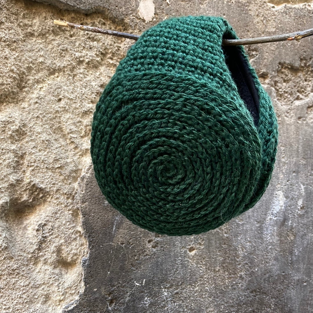 Green Merino Earmuffs. Handmade Christmas Gifts. Foldable Wool Earmuffs