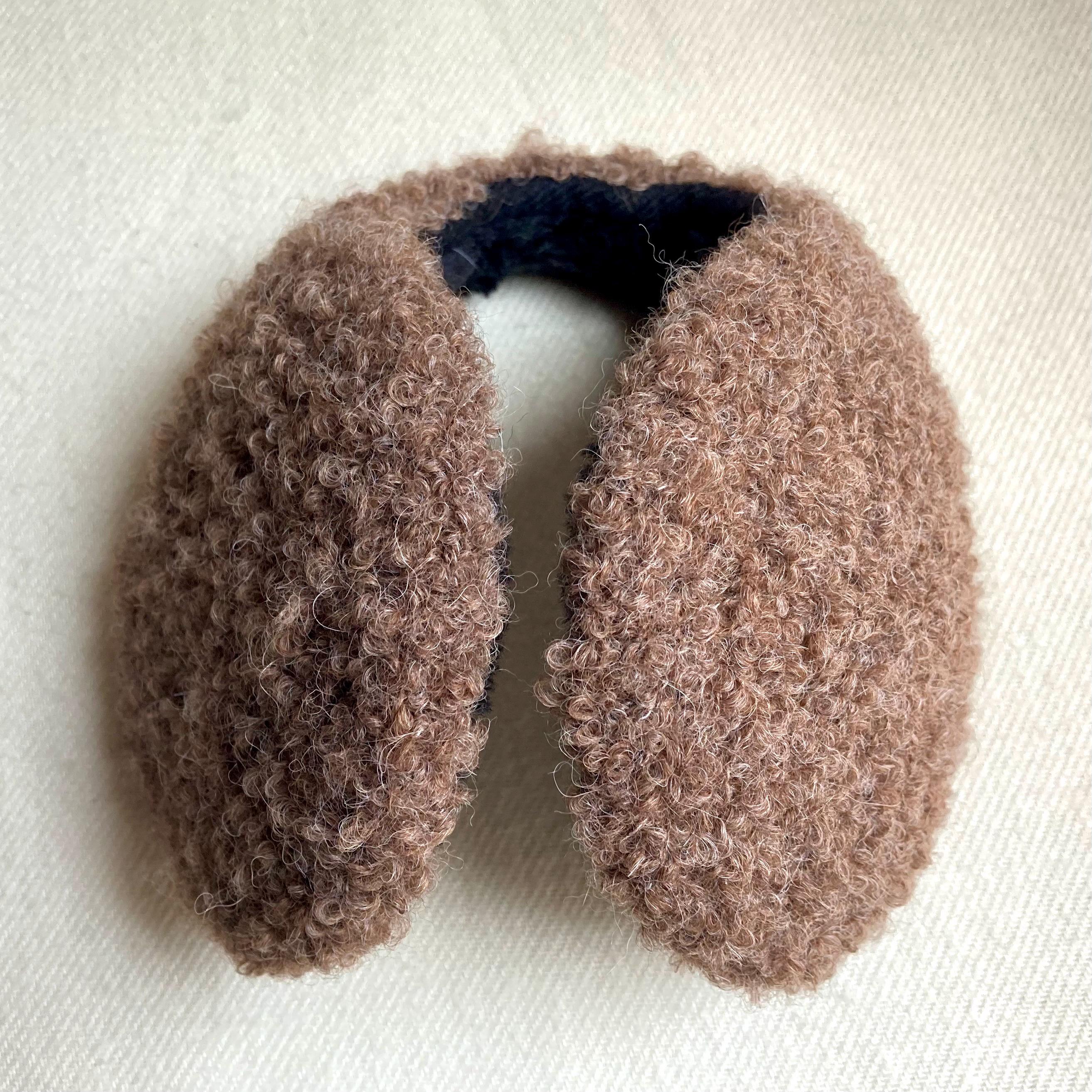 Alpaca Fur Earmuffs Onesize Brown Harringbone Adjustable NWT  display picture 1