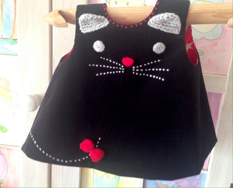 Baby black cat dress 0 up 18 months hand embroidered Etsy