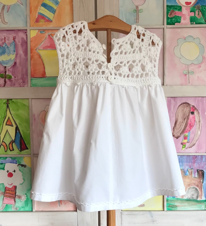 crochet and cotton 18 months dress made in spain Lovely baby dress Ibiza style