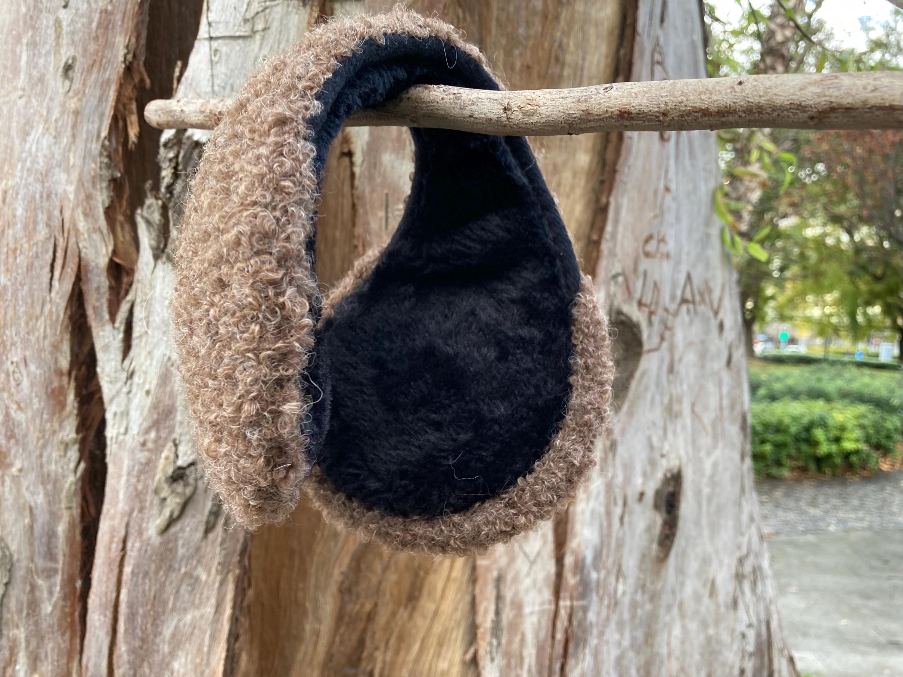 Alpaca Fur Earmuffs Onesize Brown Harringbone Adjustable NWT  display picture 3