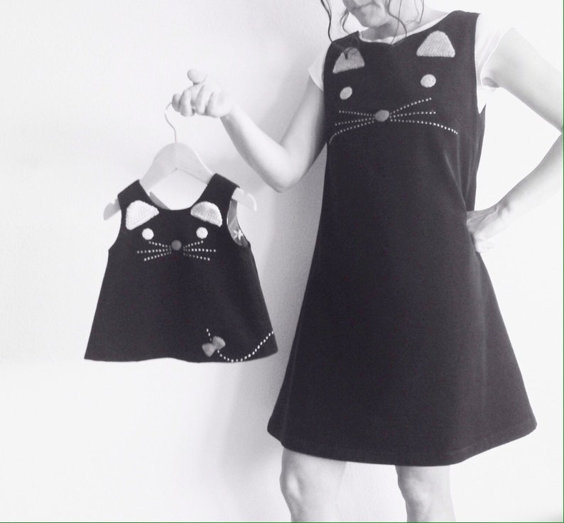 Baby black cat dress 0 up 18 months hand embroidered Etsy