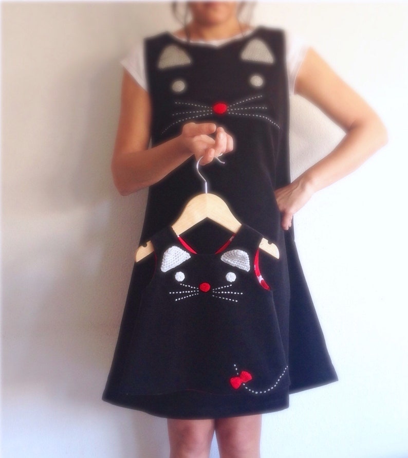 Baby black cat dress 0 up 18 months hand embroidered Etsy
