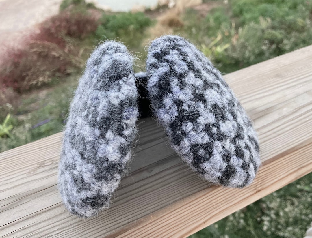 Earmuffs Marbled Wool in Shades of Gray Handmade With a Soft Etsy