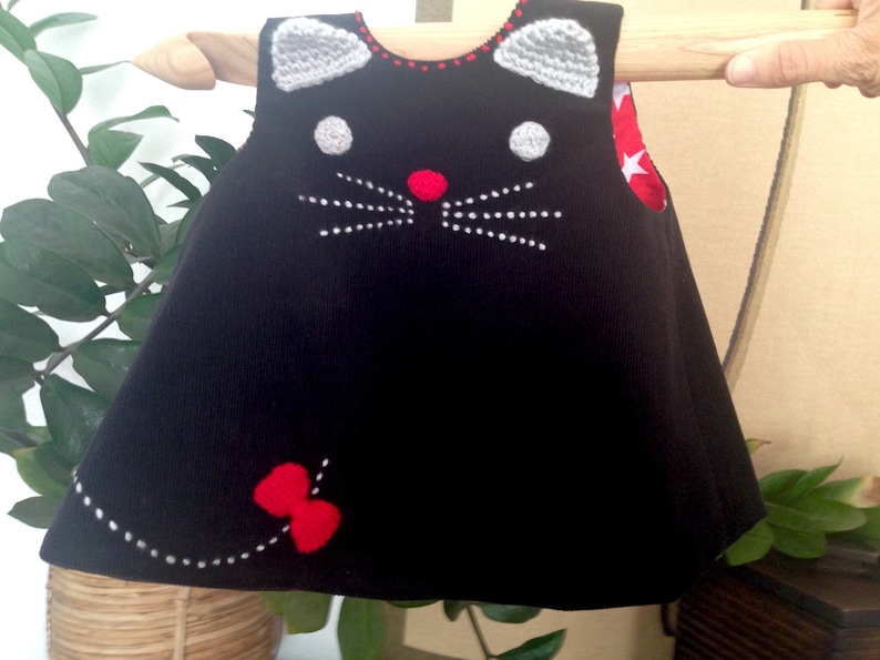 Baby black cat dress 0 up 18 months hand embroidered Etsy